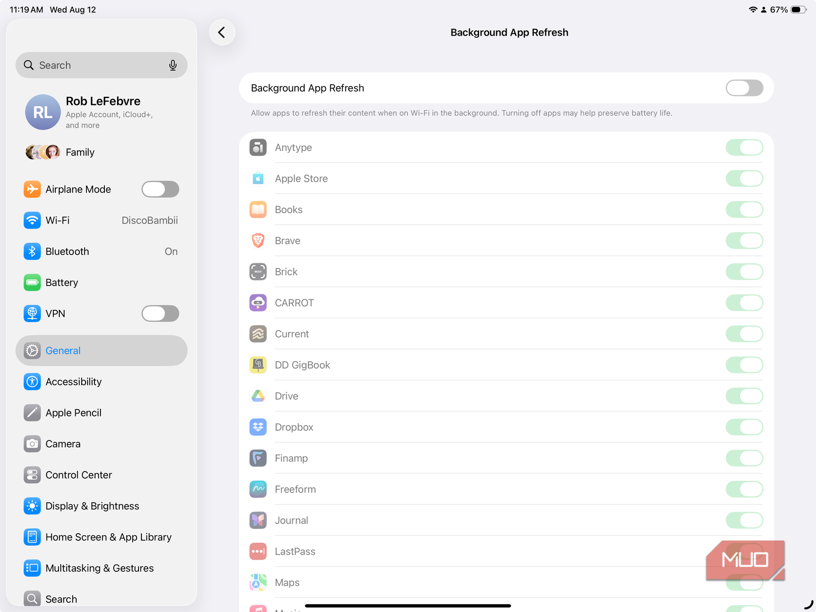 Background App Refresh off