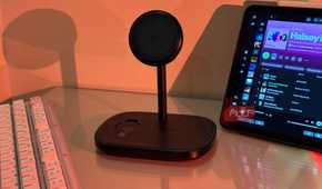 Baseus stand beside iPad showing Spotify Halsey Radio 2