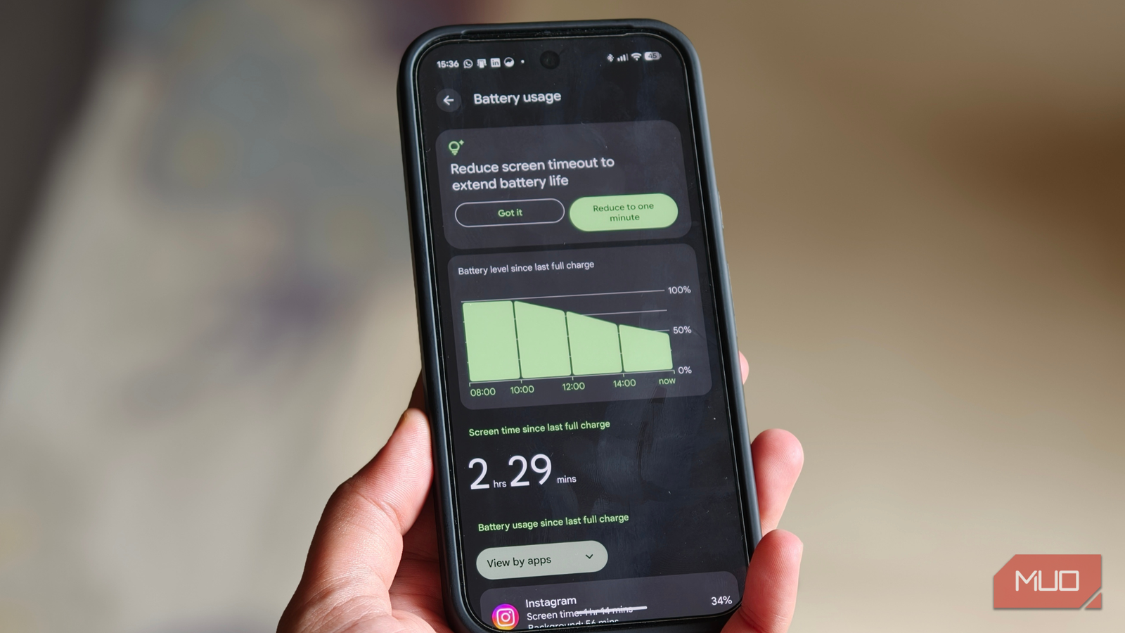 Battery usage graph on Google Pixel 10 Pro