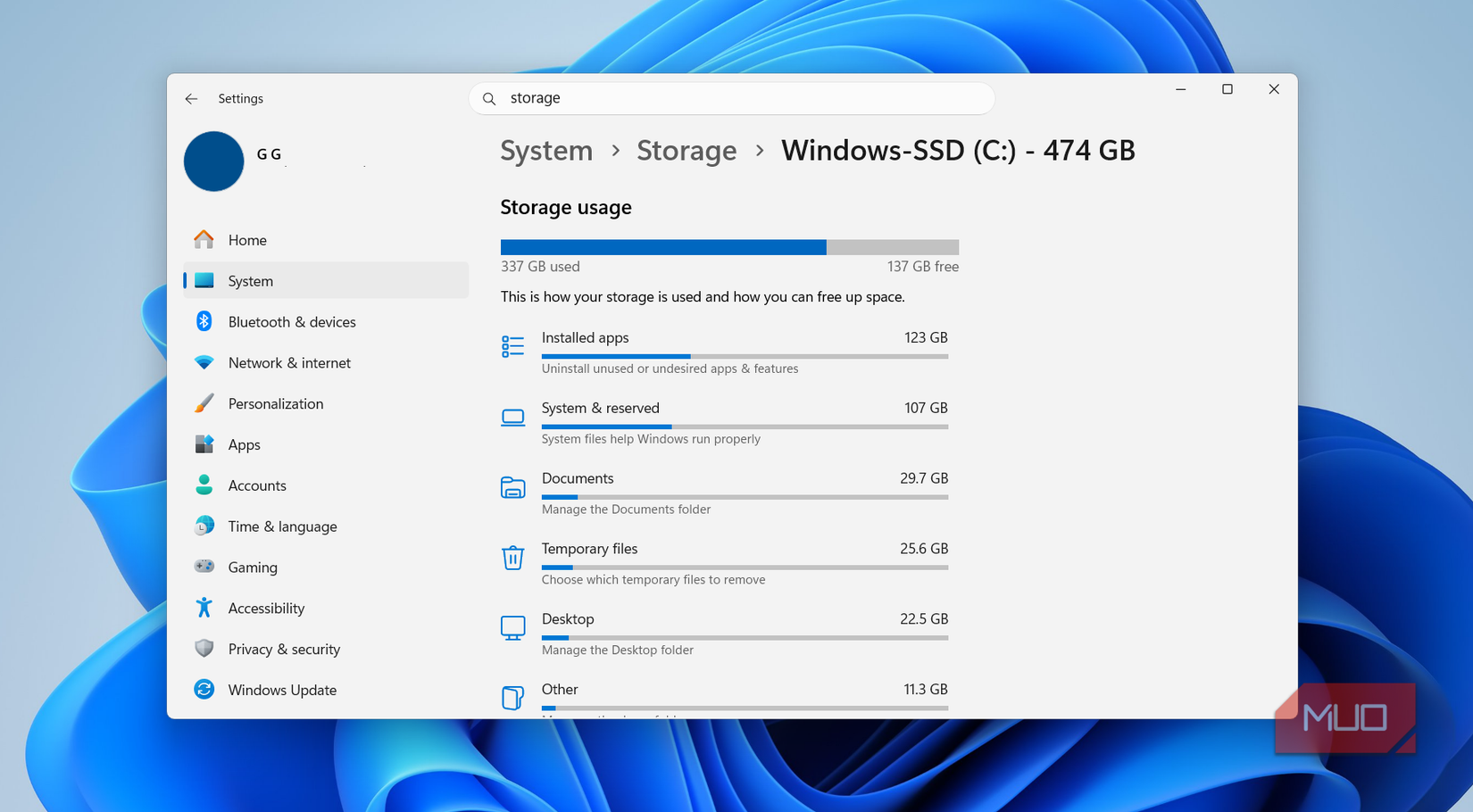 Before Compact OS command storage status