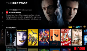 The Bingie movie menu.