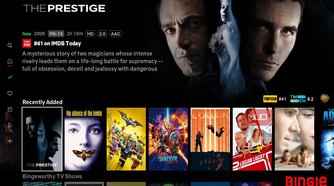 The Bingie movie menu.