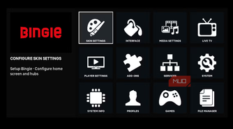 Bingie skin configuration settings.