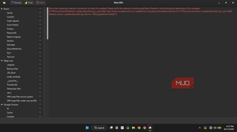 BleachBit Interface with the internet connection and update failure message in red, and the available options for picks in the left side including Brave, Chrome.
