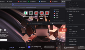 Brave container right-click menu option