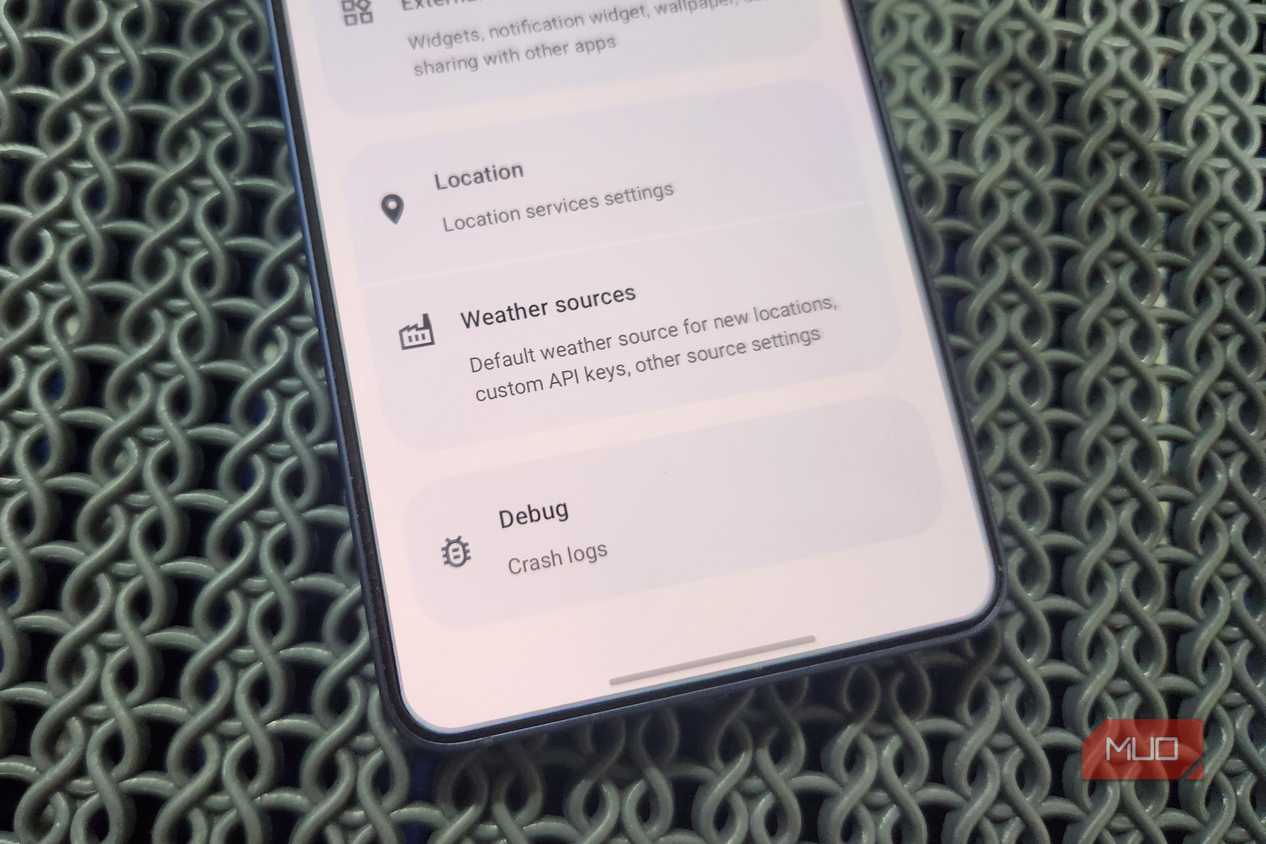Breezy Weather app settings on Android phone
