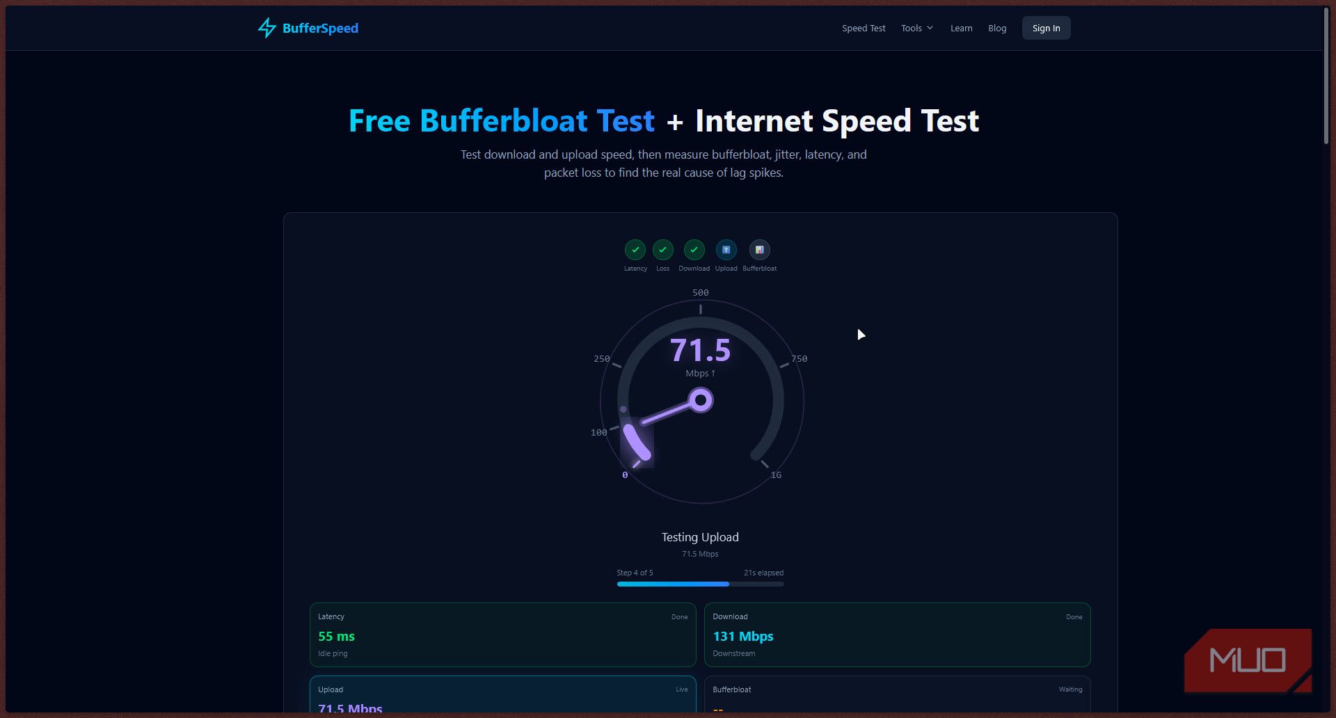 Bufferspeed internet speed test.