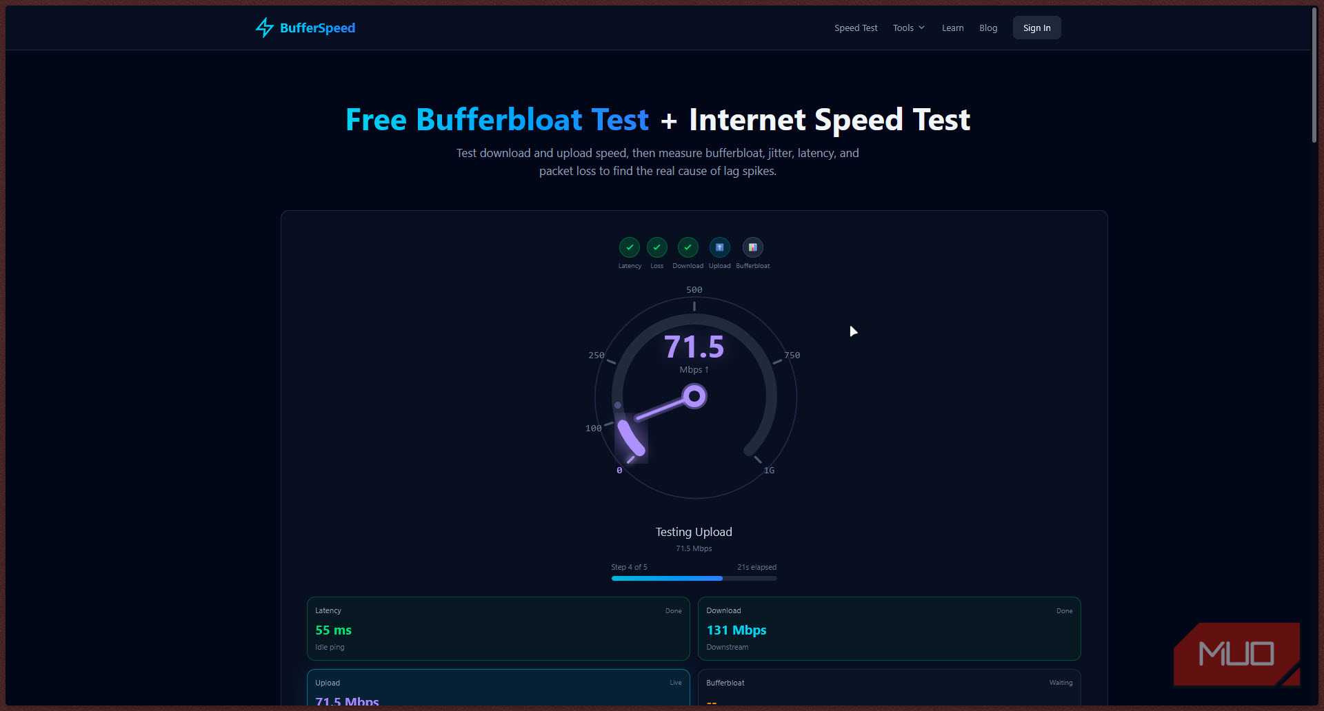 Bufferspeed internet speed test.