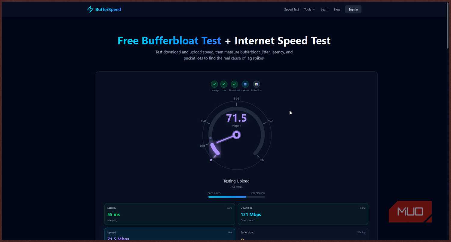 Bufferspeed internet speed test.