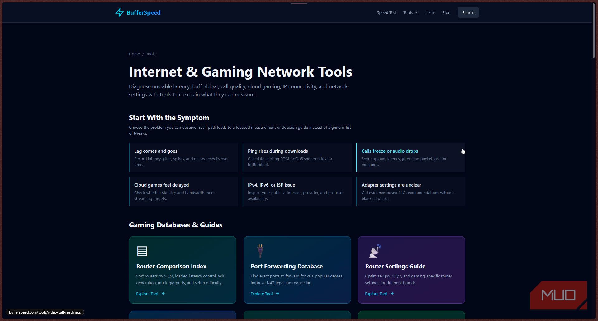 Bufferspeed internet testing tools.