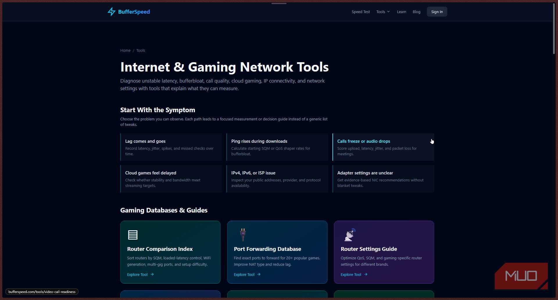 Bufferspeed internet testing tools.