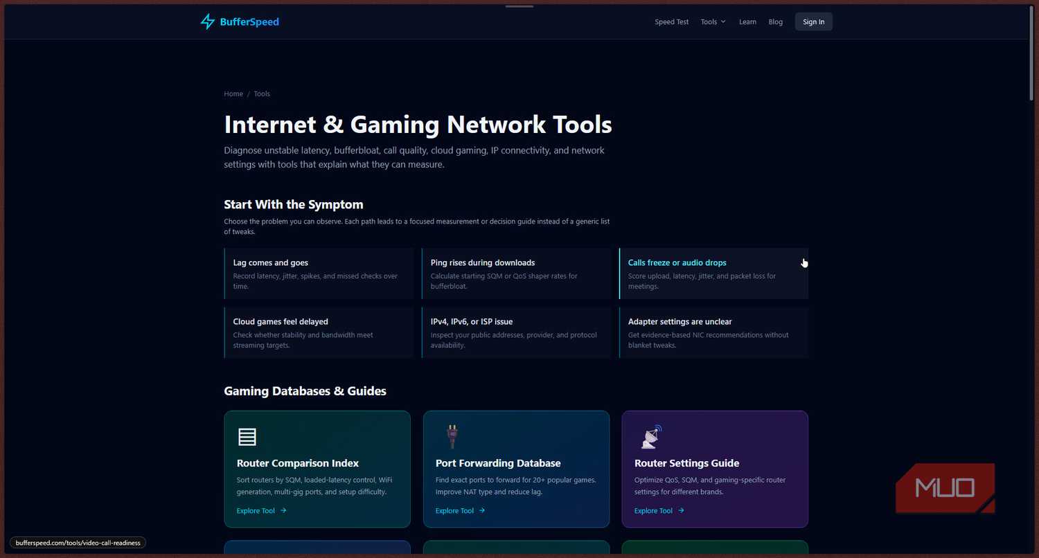 Bufferspeed internet testing tools.