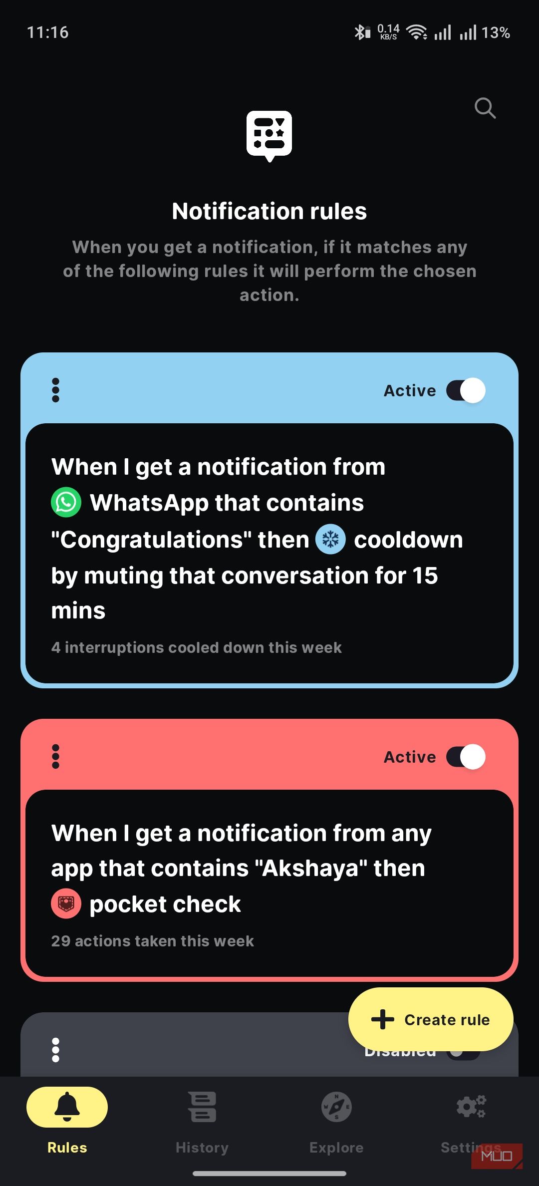BuzzKill showing the main user interface with rules