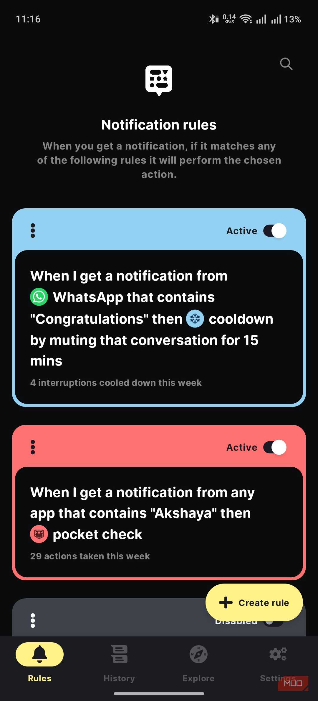 BuzzKill showing the main user interface with rules