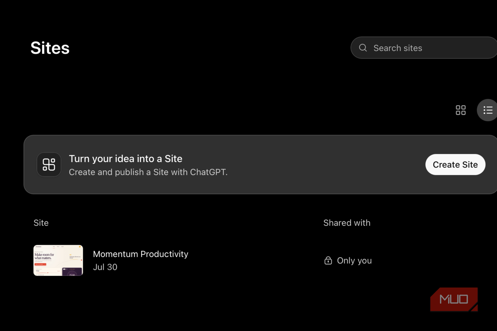 ChatGPT Sites - turn your idea into a site