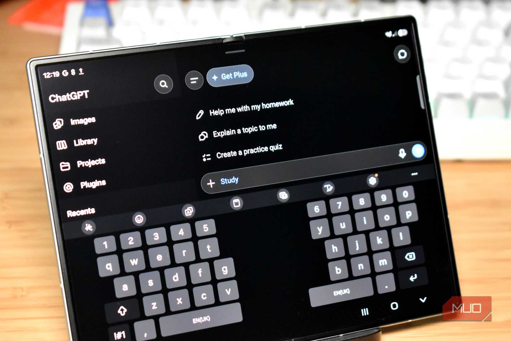 chatgpt study mode on samsung z fold 8 smartphone.