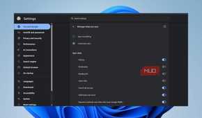 Chrome sync settings menu showing Customize sync selected with partial sync toggles enabled