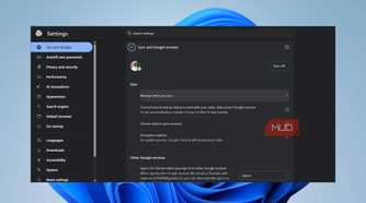 Chrome settings page showing Sync and Google services with Manage what you sync highlighted