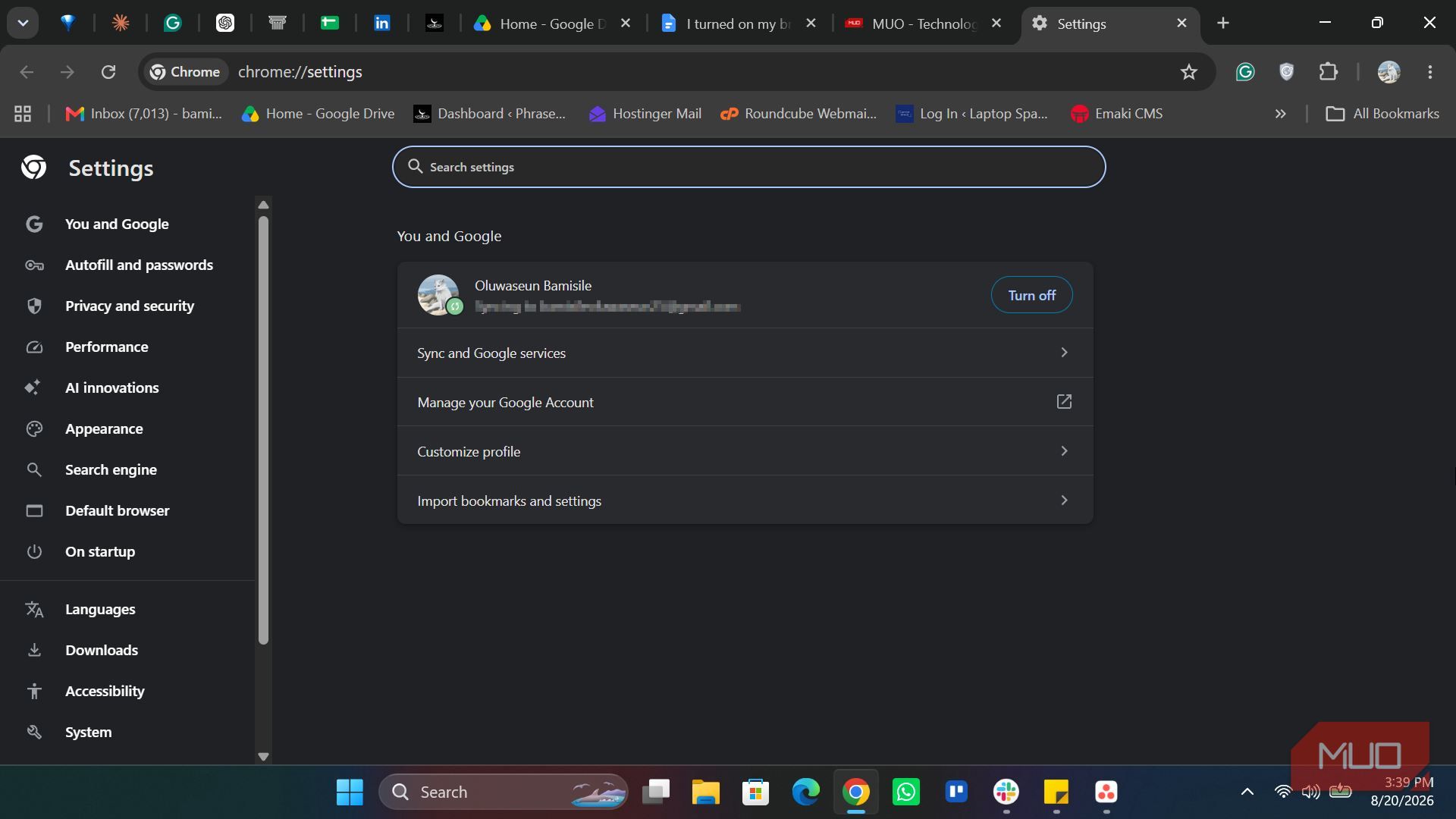 Chrome Settings