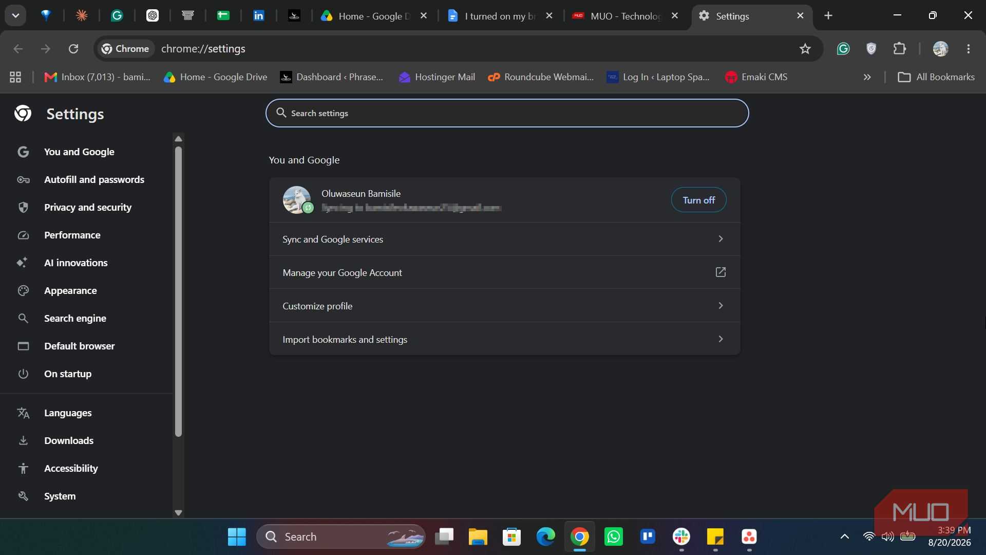 Chrome Settings
