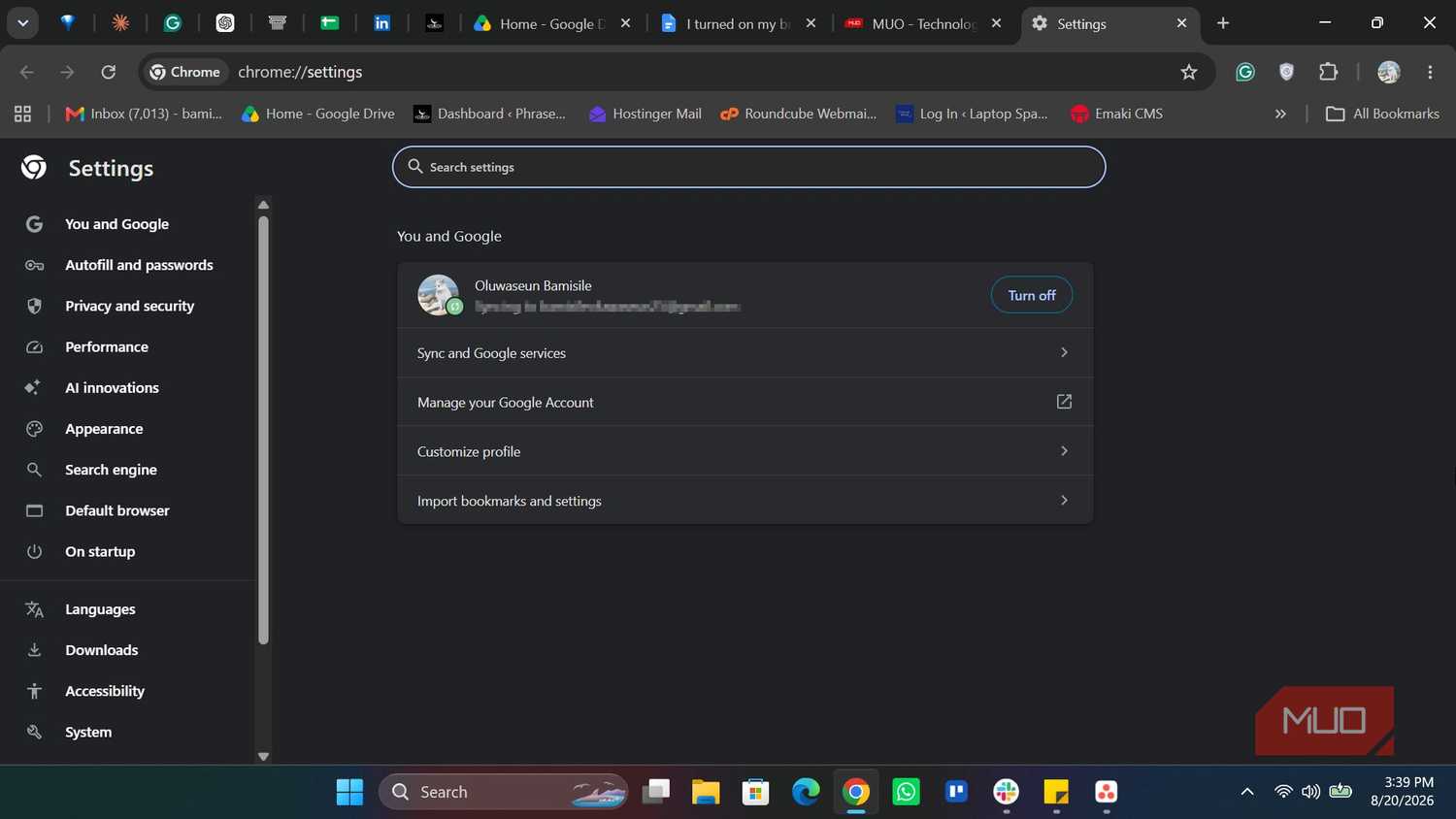 Chrome Settings