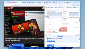 Chrome showing developer tools menu