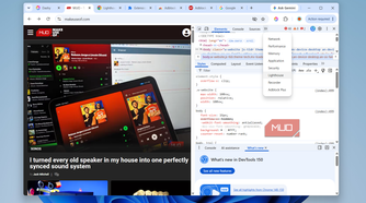 Chrome showing developer tools menu
