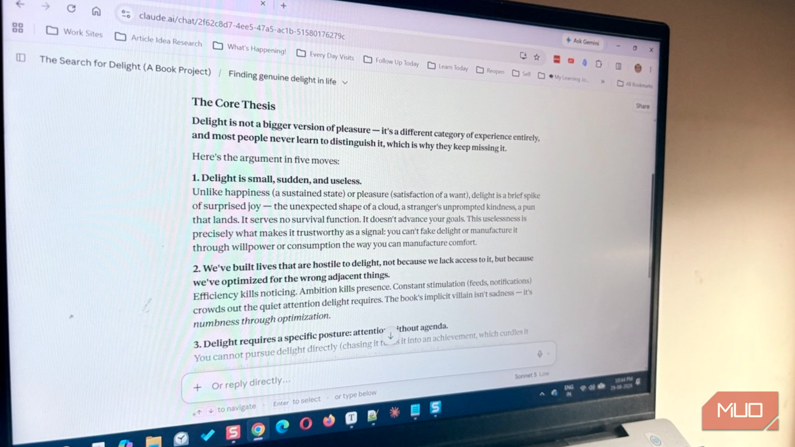 Claude interface displaying a prompt and response without clarifying questions.
