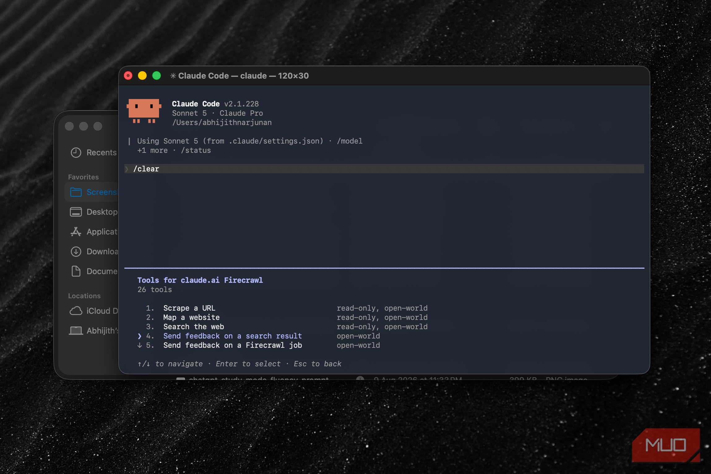 Claude Code showing the Firecrawl tools collection
