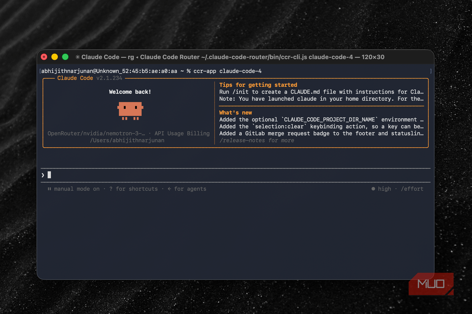 Claude Code running a free model using Claude Code Router