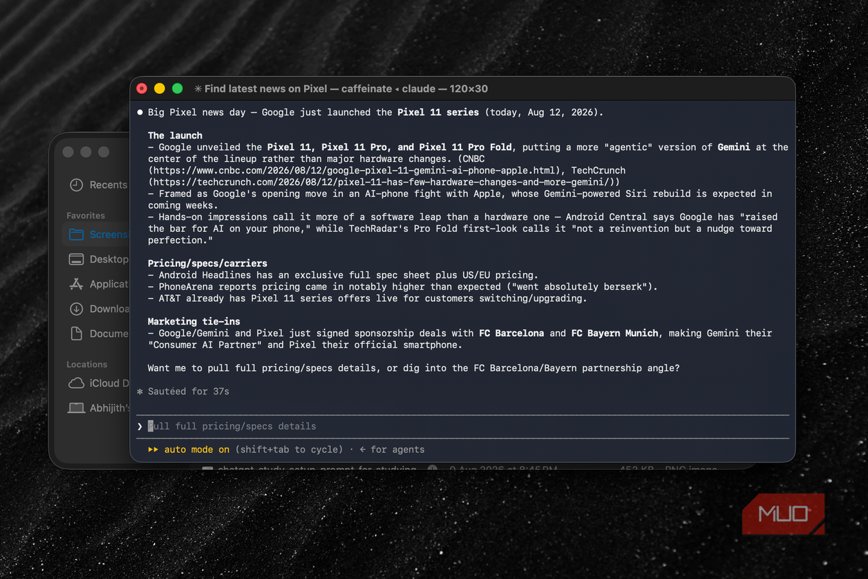 Claude Code showing the results of a search using Firecrawl