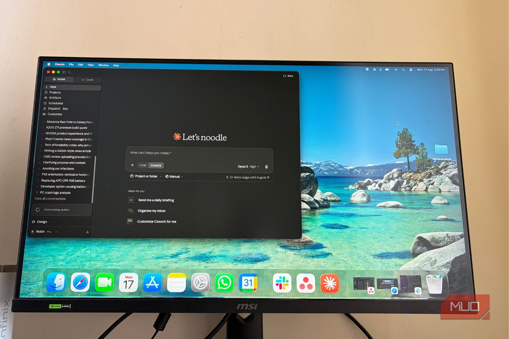 محیط Claude Cowork روی رایانه شخصی