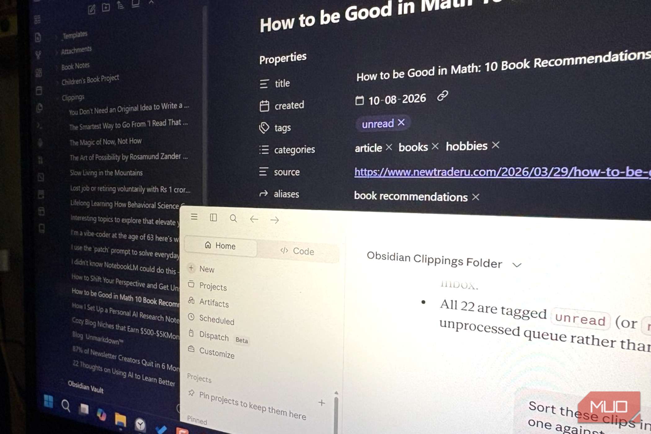 I had 500 Obsidian clips rotting in my inbox — Claude found the 50 that actually mattered