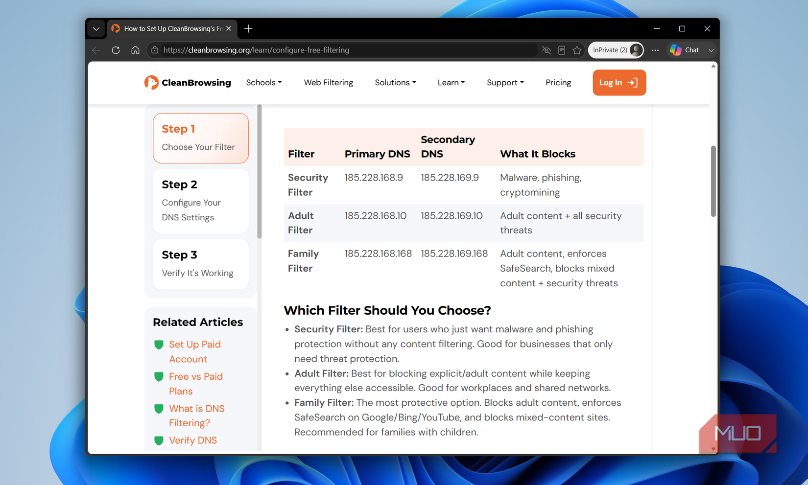 CleanBrowsing DNS
