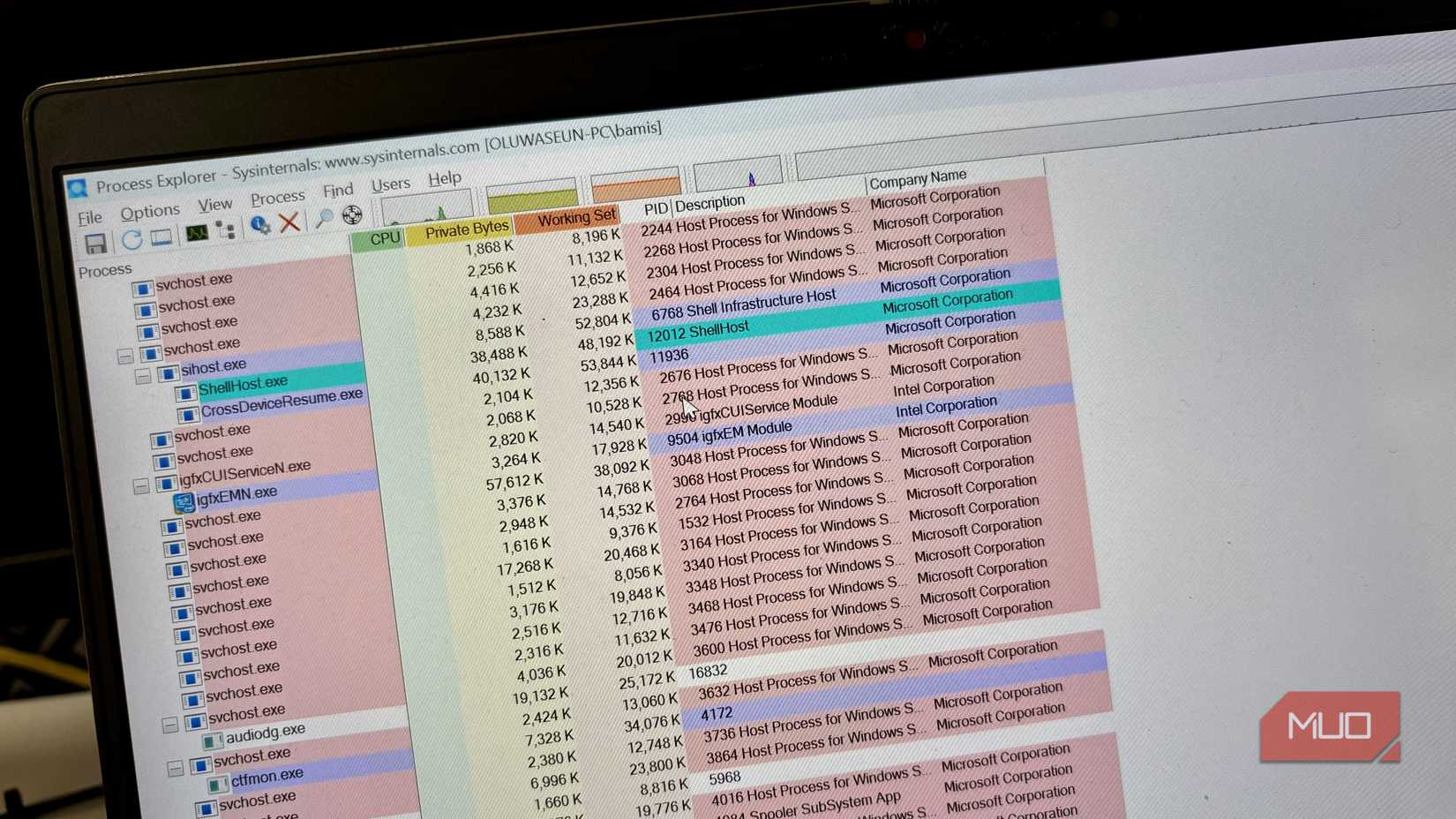 Close-up image of Process Explorer