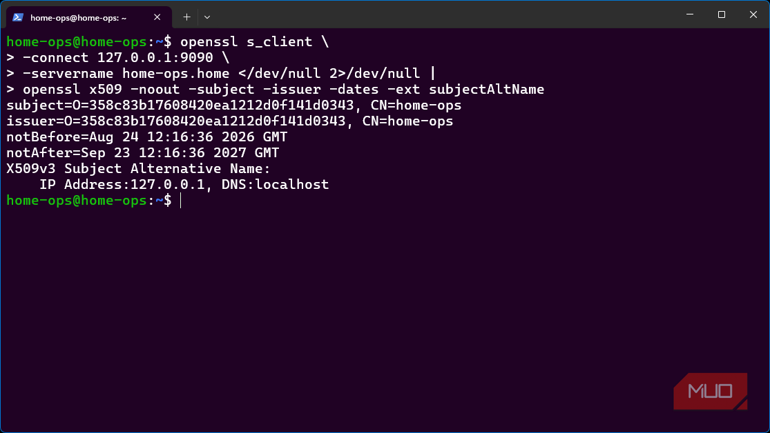 OpenSSL command to directly show the self-signed certificate error in bash