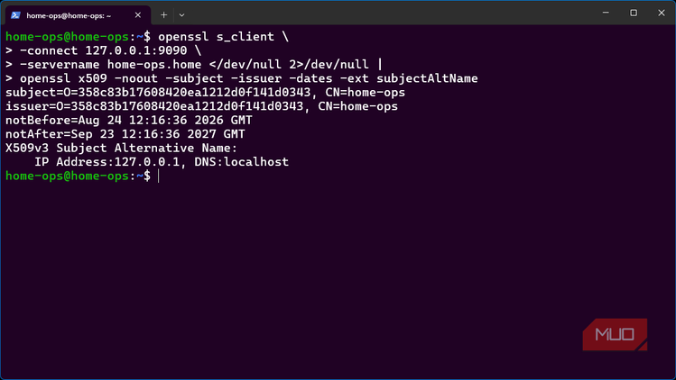 OpenSSL command to directly show the self-signed certificate error in bash