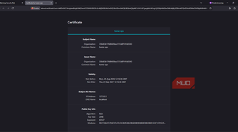 Cockpit self-signed certificate details in browser