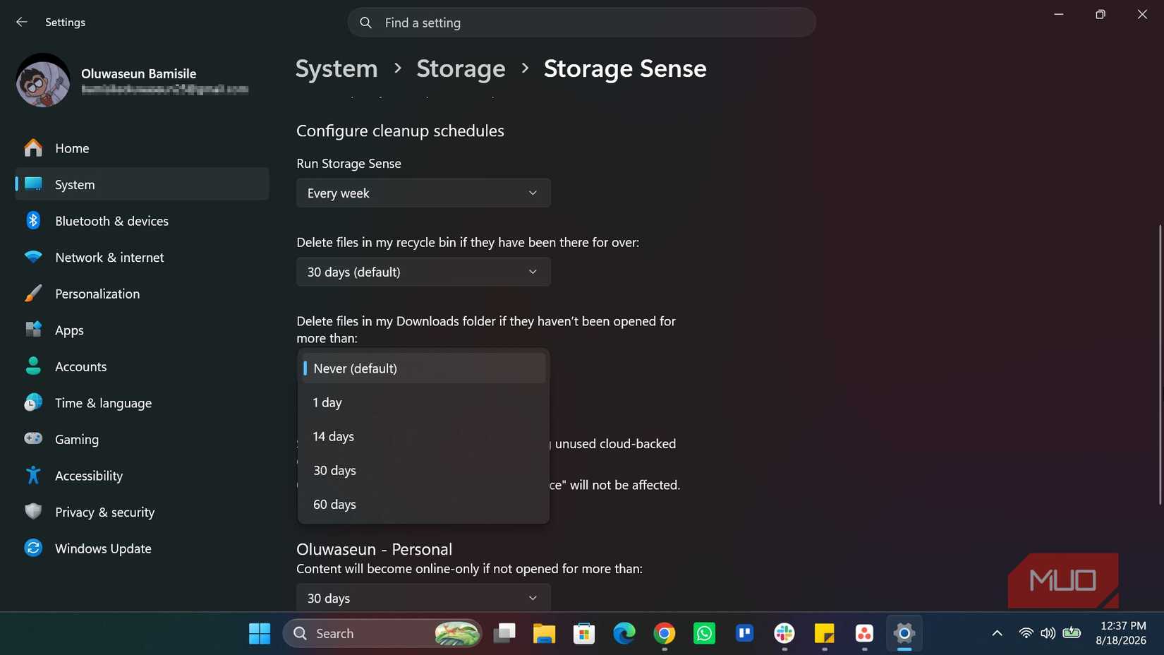 Configuring Storage Sense in Windows