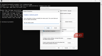 Creating restore points on Windows