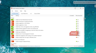 Current User privacy toggles with recommended settings