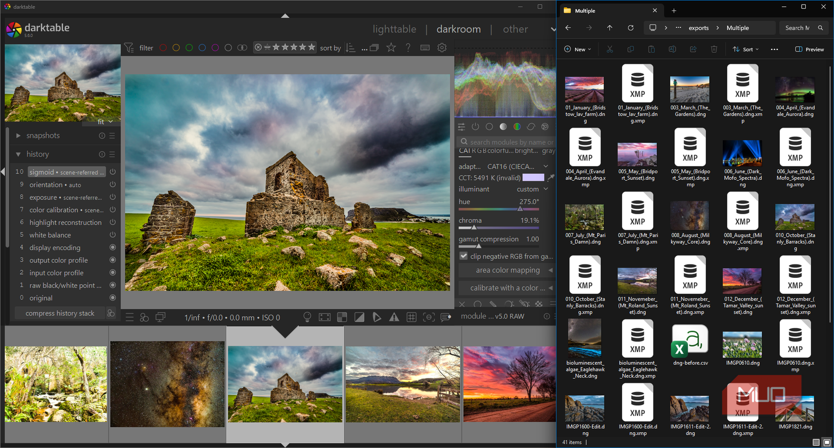 Darktable DNG imports and creation of XMP sidecars in File Explorer