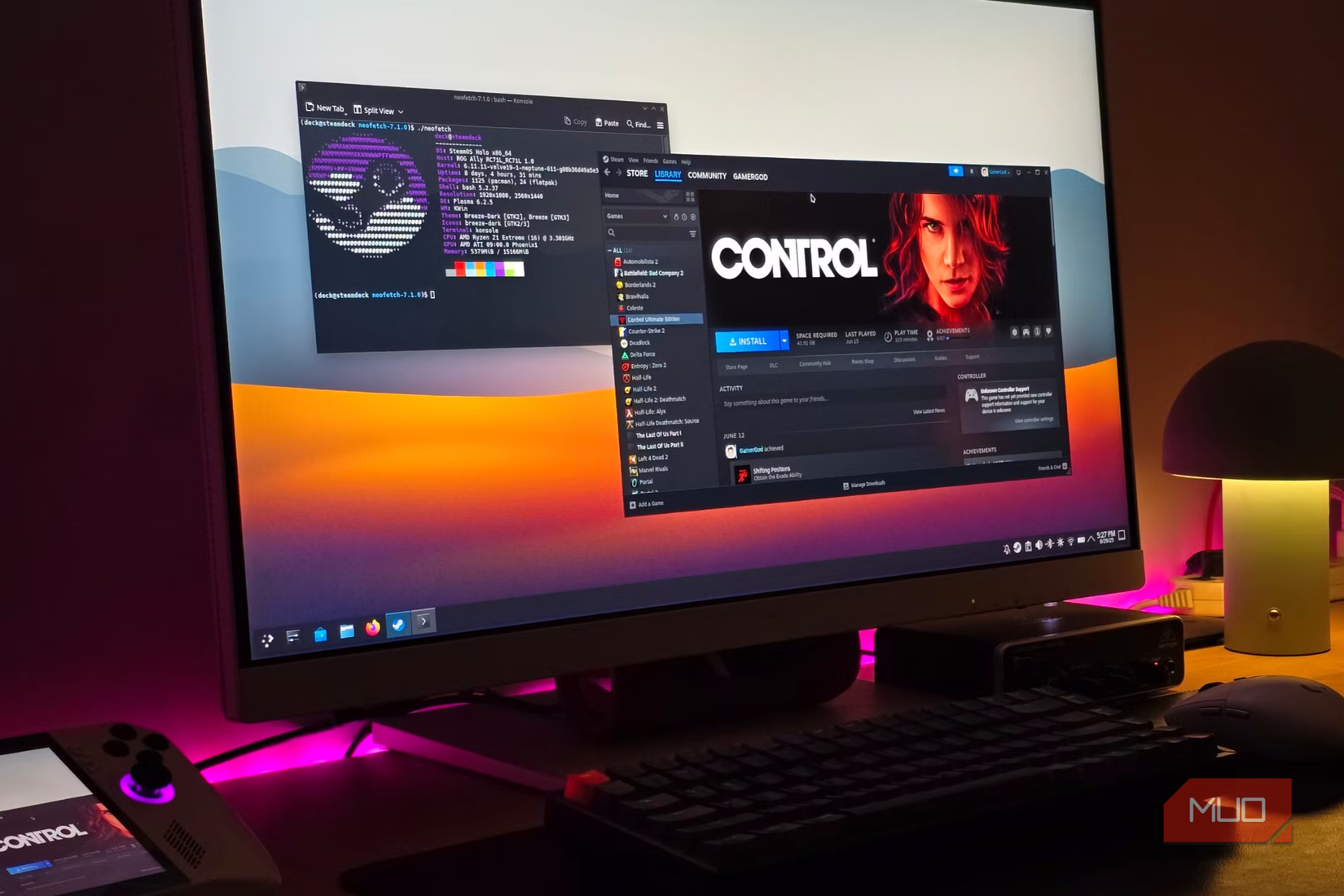Desktop displaying Steam on Linux