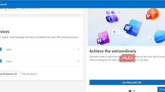 Devices in Microsoft account