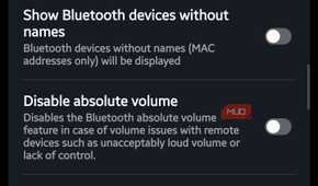 Disable absolute volume option turned off inside Developer Options