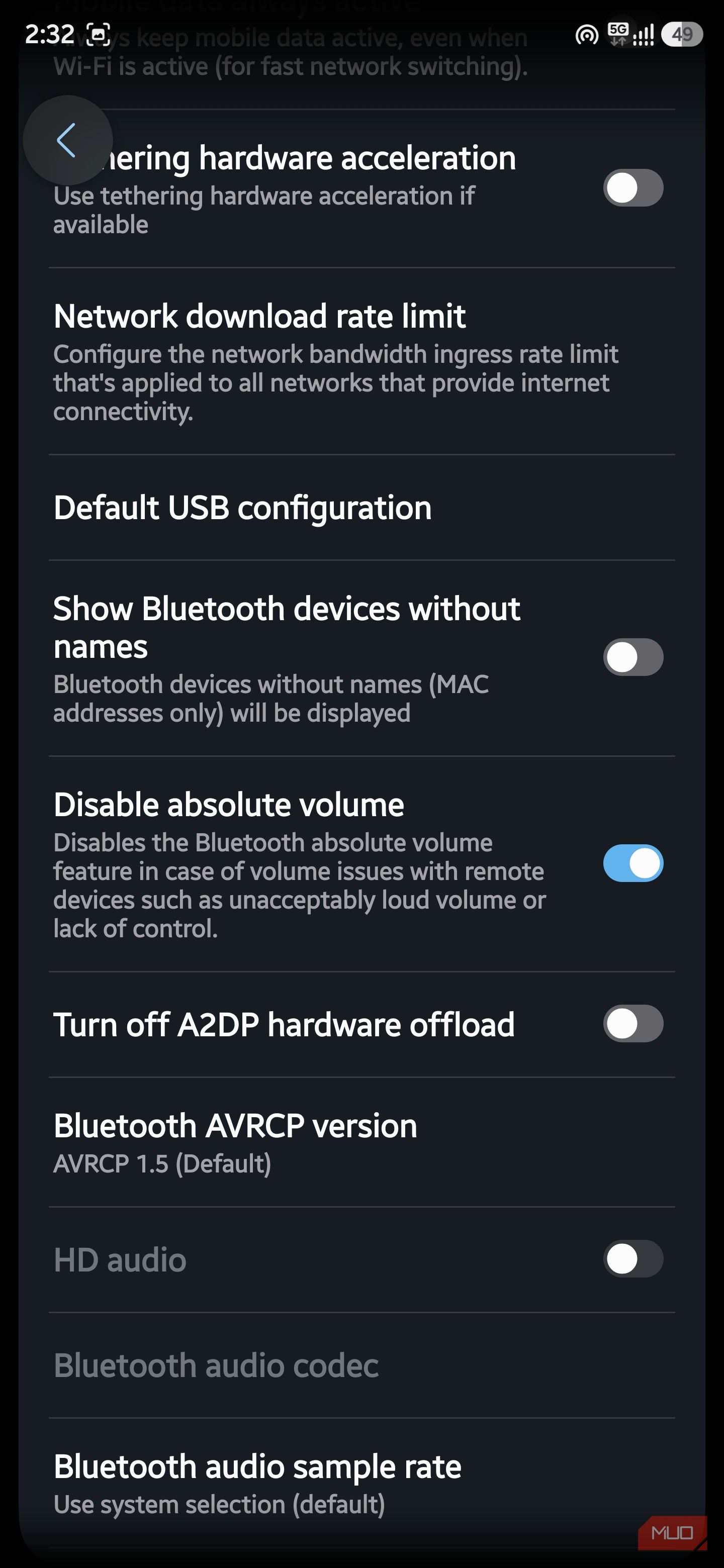 Disable absolute volume option turned on inside Developer Options
