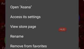 Discreet Launcher app menu with options for Asana app