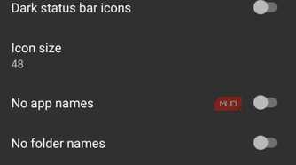 Discreet Launcher appearance settings menu