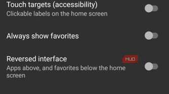 Discreet Launcher Operation settings menu