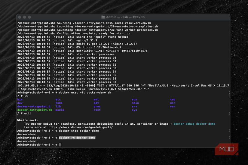 Permanently remove a container using docker rm.
